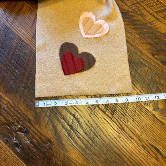 2 Cozy, Unique & Cute Handmade Fleece Scarves with Fleece Hearts - Picture 12 of 14